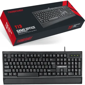 Klávesnice Kancelářská klávesnice T-WOLF s integrovanou opěrkou rukou, plná velikost, tichá (Kabelová klávesnice s integrovanou opěrkou rukou)