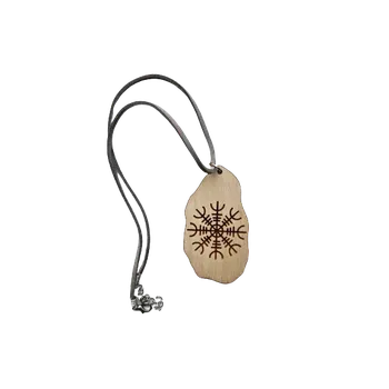 Náhrdelník DCH Vikingský náhrdelník ze dřeva - Helm of Awe Šňůrka: Tmavě hnědá