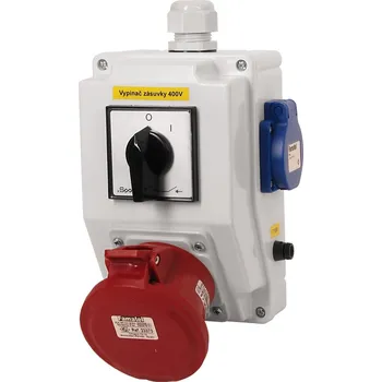 Elektrická zásuvka FAMATEL Zásuvková krabice se spínačem 0-1 SB015 IP44 1x230V/16A, 1x400V/32A/5 SB015