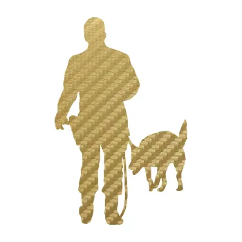 Samolepící dekorace SAMOLEPKA Psovod 005 levá pes na vodítku (59 - 3D karbon zlatý) NA AUTO, NÁLEPKA, FÓLIE, POLEP, TUNING, VLASTNÍ TEXT, TISK, AUTOSAMOLEPKY.cz, POLEPY, OBRÁZEK, LOGO, SAMOLEPKY