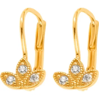 Náušnice Argento 66967 Pozlacené stříbrné náušnice - korunka, čiré kulaté zirkony