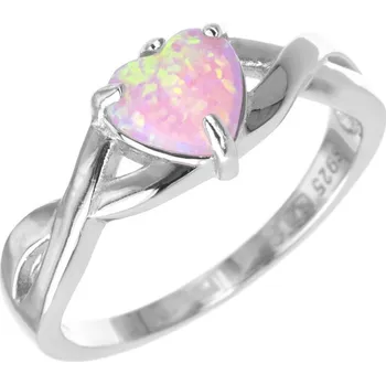 Prsten Argento 72701 Stříbrný prsten - srdíčko, syntetický opál ve tvaru srdíčka | Velikost prstenu: 54mm