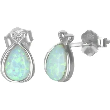 Náušnice Argento 67103 Stříbrné náušnice - bílý syntetický opál