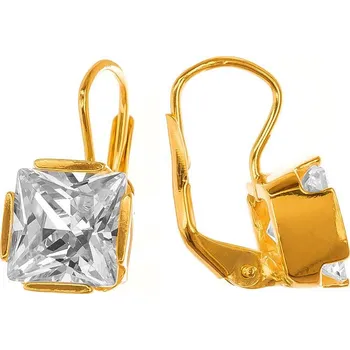 Náušnice Argento 65604 Pozlacené stříbrné náušnice - čirý zirkon ve tvaru čtverce
