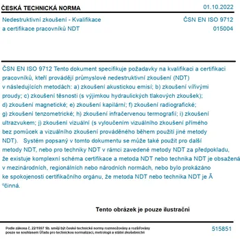 ČSN EN ISO 9712 - Nedestruktivní zkoušení - Kvalifikace a certifikace pracovníků NDT - Tisk
