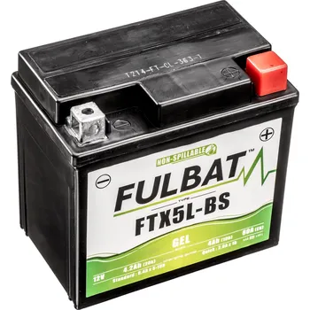 Motobaterie Gelová baterie / motobaterie FULBAT FTX5L-BS / FTZ6S GEL, 12V, 4AH, 80A, rozměry 113 x 70 x 105 mm (inovativní gel technologie, z materiálu odolného proti vibracím)