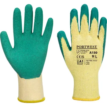 Pracovní rukavice PORTWEST CLASSIC GRIP A150 / Máčené rukavice v latexu - zelená XL