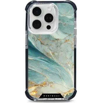 Pouzdro na mobilní telefon Odolný obal Mobiwear MagSafe Elite Bumper - Apple iPhone 15 Pro - D016D Zelenkavý a zlatavý mramor (Odolný kryt, pouzdro, obal Mobiwear Elite Bumper na mobil Apple iPhone 15 Pro - D016D Zelenkavý a zlatavý mramor, materiál Plast + TPU silikon + kov -)