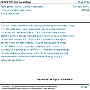ČSN ISO 10010 - Management kvality - Návod k pochopení, hodnocení a zlepšování kultury kvality organizace - Tisk