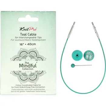 Jehlice KnitPro Mindful Teal fixní lanko 20cm (celková délka 40cm)