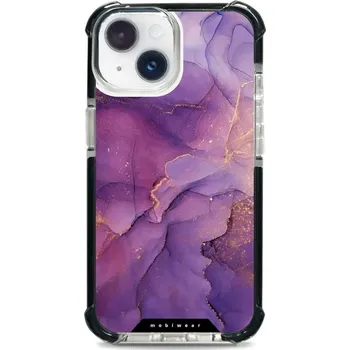 Pouzdro na mobilní telefon Odolný obal Mobiwear MagSafe Elite Bumper - Apple iPhone 14 - D020D Fialový mramor (Odolný kryt, pouzdro, obal Mobiwear Elite Bumper na mobil Apple iPhone 14 - D020D Fialový mramor, materiál Plast + TPU silikon + kov - zesílená ochrana telefonu, podpora)
