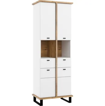 police Regál ORSOLA 4D2S, dub burgundský/bílá + vyzvednutí ZDARMA