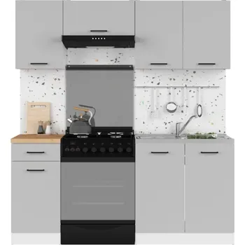 Kuchyňská linka Kuchyně JAMISON 120/180 cm bez pracovní desky, bílá/světle šedý lesk + vyzvednutí ZDARMA