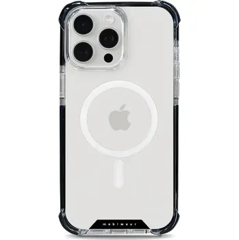 Pouzdro na mobilní telefon Odolný obal Mobiwear MagSafe Elite Bumper - Apple iPhone 15 Pro Max - D001D Čiré (Odolný kryt, pouzdro, obal Mobiwear Elite Bumper na mobil Apple iPhone 15 Pro Max - D001D Čiré, materiál Plast + TPU silikon + kov - zesílená ochrana telefonu, podpora)