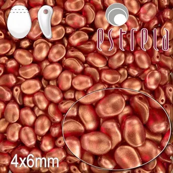Korálek MAČKANÉ korále tvar OKVĚTNÍ LUPEN Velikost 4x6mm. Barva ČERVENÁ s měděným pokovem 29257. Balení 25ks na návleku.