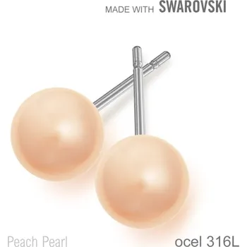 Náušnice Náušnice sada Made with Swarovski 5818 Crystal Peach Pearl (001 300) 8mm+puzeta 316L