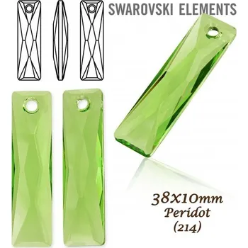 Přívěsek Swarovski 6465 Queen Baguette Pendant Peridot. Velikost 38x10mm.