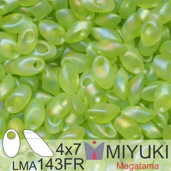 Korálek Korálky MIYUKI tvar Long MAGATAMA velikost 4x7mm. Barva LMA-143FR Matte Transparent Chartreuse AB . Balení 5g.
