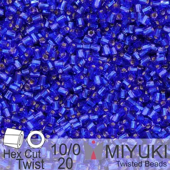 Korálek Korálky Miyuki Hex Cut Twisted Bugle 2,2x2,2mm. Barva 20 Silverlined Cobalt. Balení 5g.