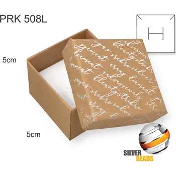 Dárková krabička Krabička na šperky. Materiál papír . Ozn. PRK 508L. Velikost 5x5cm. Barva Přírodní se stříbrným nápisem.
