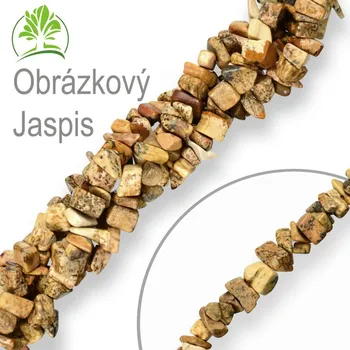 Přívěsek Návlek z tromlovaných kamenů délka 90cm JASPIS OBRÁZKOVÝ