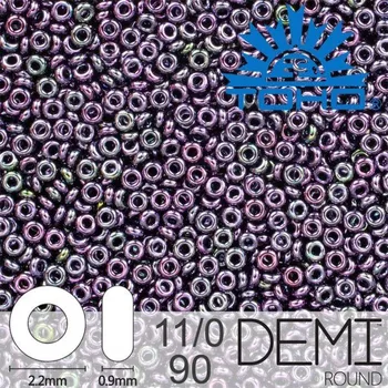 Korálek Korálky TOHO Demi Round 11/0. Barva 90 Metallic - Amethyst Gun Metal . Balení 5g