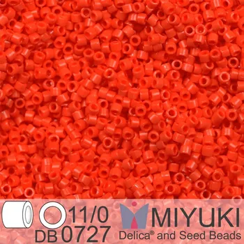 Korálek Korálky Miyuki Delica 11/0. Barva Opaque Vermillion Red DB0727. Balení 5g