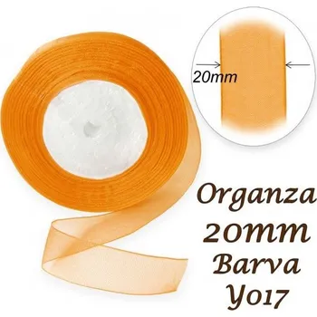 Stuha ORGANZA stuha šířka 20mm. Číslo Y017 barva ORANŽOVÁ.