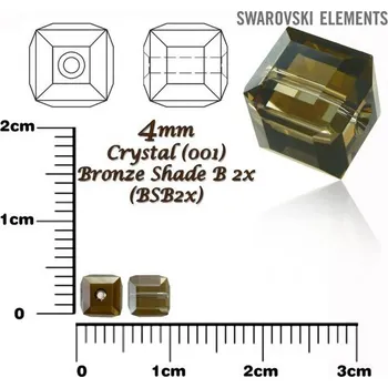 Korálek SWAROVSKI CUBE Beads 5601 barva CRYSTAL BRONZE SHADE B 2x velikost 4mm.