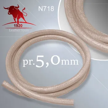 Příze KOŽENÁ šňůra kulatá 5,0mm Šňůra z kvalitní plné kůže. Barva N718 Písková Délka 0,5m.