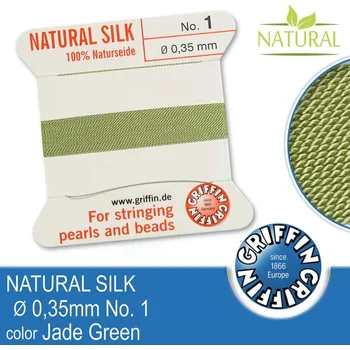 Nit Hedvábná nit s jehlou GRIFFIN síla nitě 0,35mm No.1 délka 2m. Barva Jade Green