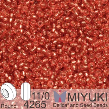 Korálek Korálky Miyuki Round 11/0. Barva 4265 Duracoat Silverlined Dyed Light Watermelon. Balení 5g.