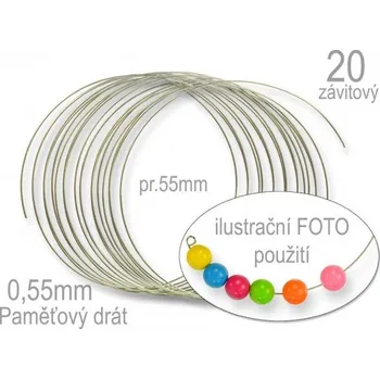Hobby drát PAMĚŤOVÝ DRÁT 20-závitový průměr 55mm. Síla drátu 0,55mm