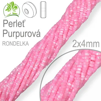Dětské navlékací korálky Korálky Heishi RONDELKA přírodní Perleť Purpurová. Velikost pr.2x4mm. Balení 180Ks.