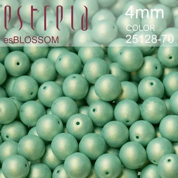 Korálek Korálky esBLOSSOM voskované tvar kulatý. Velikost 4mm. Barva 25128-70 (zel. smaragdová+listr). Balení 31ks na návleku.