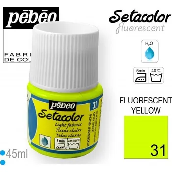 Speciální výtvarná barva Barva na Textil SETACOLOR Fluorescent Pebeo. barva č. 31 YELLOW. Balení 45ml.