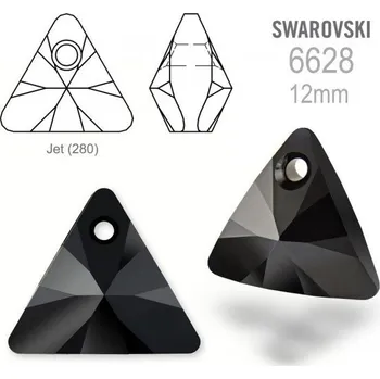 Dětské navlékací korálky Swarovski 6628 XILION Triangle Pendant 12mm. Barva Jet (280).