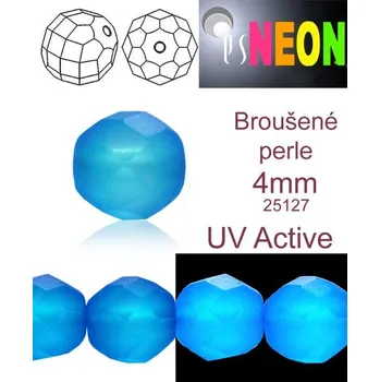 Korálek Korálky NEON (UV Active) BROUŠENÉ velikost pr.4mm barva 25127 MODRÁ SVĚTLÁ mírně průhledná. Balení 31Ks.