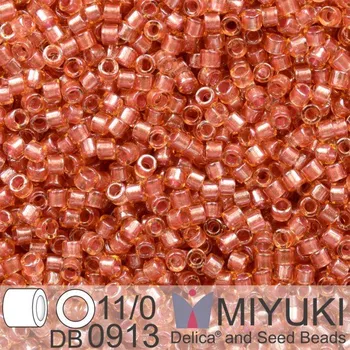 Korálek Korálky Miyuki Delica 11/0. Barva Spkl Salmon Lined Topaz DB0913. Balení 5g.