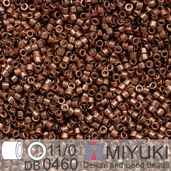 Korálek Korálky Miyuki Delica 11/0. Barva Dyed Nickel Plated Cinnamon Brown DB0460. Balení 5g.