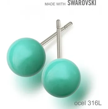 Náušnice Náušnice sada Made with Swarovski 5818 Crystal Jade Pearl (001 715) 8mm+puzeta 316L