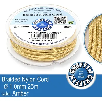 Nit Braided NYLON (splétaná nit na náramky) GRIFFIN síla nitě 1mm cívka 25m. Barva Amber.