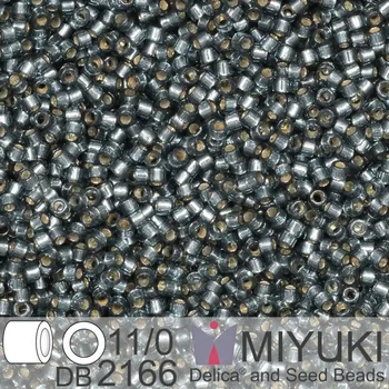 Korálek Korálky Miyuki Delica 11/0. Barva Duracoat Silverlined Dyed Light Blue Steel DB2166. Balení 5g.