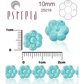 Korálek Korálky VOSKOVANÉ tvar KYTIČKA velikost 10mm. Přímý otvor. Barva 25019 (TYRKYSOVÁ). Balení 10Ks.