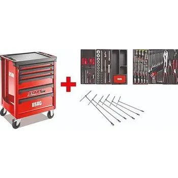 Montážní dílenský vozík s nářadím USAG 516 ST6PA (142 ks)