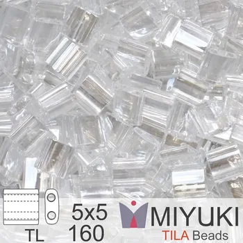 Korálek Korálky MIYUKI tvar TILA BEADS velikost 5x5mm. Barva TL-160 Crystal Luster. Balení 5g.