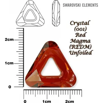 Náhrdelník SWAROVSKI ELEMENTS Cosmic Triangle 4737 barva CRYSTAL (001) RED MAGMA (REDM) velikost 20mm.
