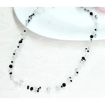 Náhrdelník Náhrdelník perličkový černo-bílý NJ051