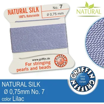 Nit Hedvábná nit s jehlou GRIFFIN síla nitě 0,75mm No.7 délka 2m. Barva Lilac