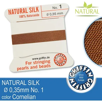 Nit Hedvábná nit s jehlou GRIFFIN síla nitě 0,35mm No.1 délka 2m. Barva Cornelian